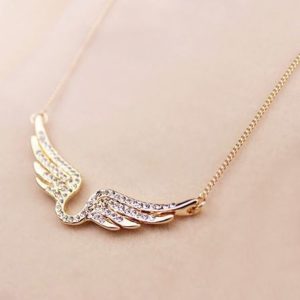 Angel's Wing Rhinestone Short Chain Necklace