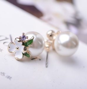 Blossom Flower on Pearl Earrings