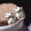 Blossom Flower on Pearl Earrings