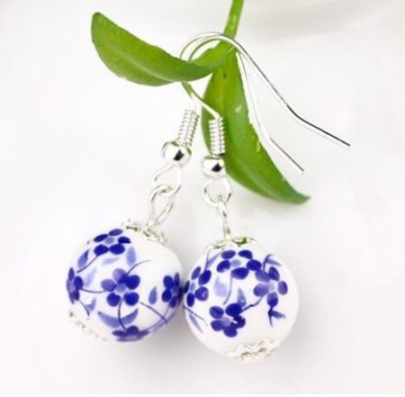 Free Gift - Blue Flower Ceramic Earrings