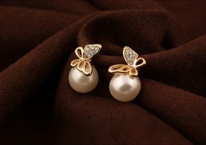 Butterfly and Pearl Statement Earrings