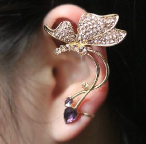 Butterfly and Rhinestone Ear Cuff