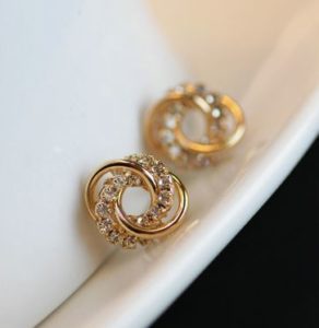 Circle in Circle Rhinestone Earrings