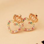 Colorful Crown Rhinestone Earrings