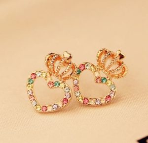 Colorful Crown Rhinestone Earrings