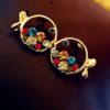 Colorful Crystas Golden Fish Earrings