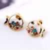 Colorful Crystal Golden Fish Earrings