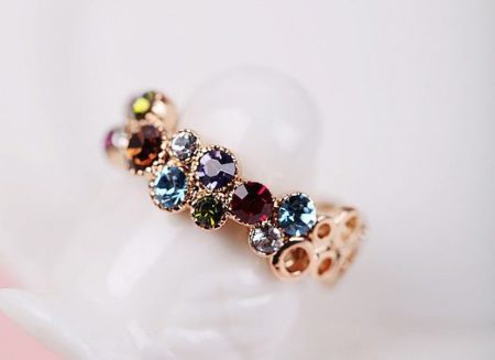 Colorful Rainbow Crystal Knuckle Ring