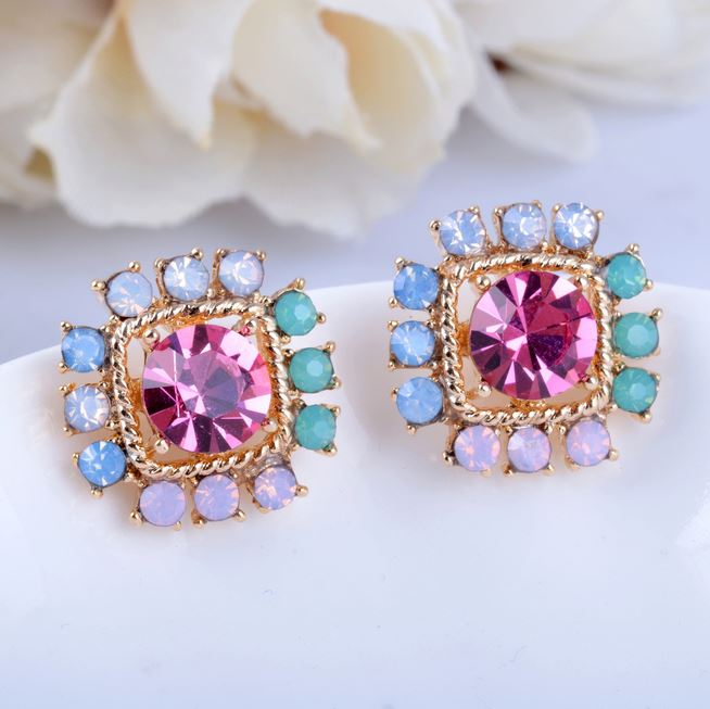 Colorful Rhinestone Princess Earrings