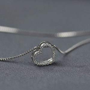 Cross Love Heart Rhinestone Necklace