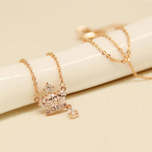 Crown and Drop Rhinestone Necklace
