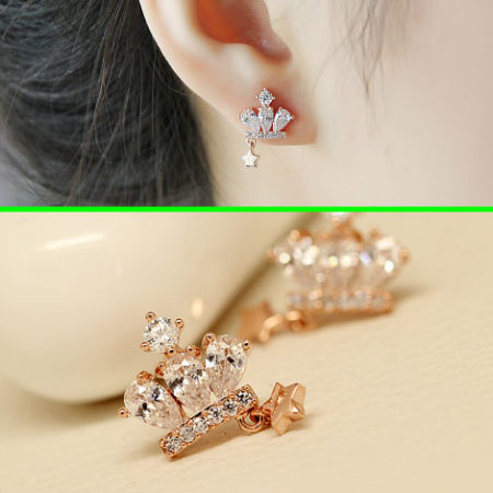 Crown and Star Rhinestone Earrings