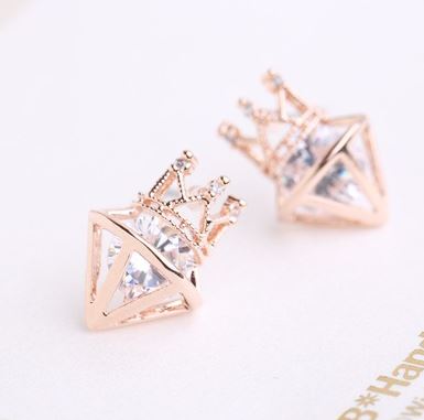 Crowned Diamond Rhinestone Earrings