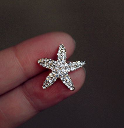 Curved Starfish Full Rhinestone Earrings