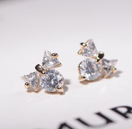Cute Bow on Diamond with Full Rhinestone Earrings - LilyFair Jewelry