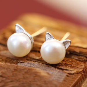 Cute Kitty Pearl Fashion Earrings