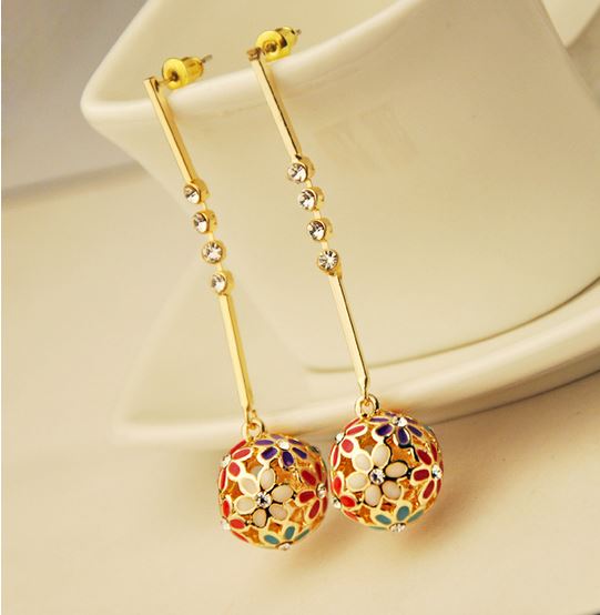 Dangling Flower Ball Rhinestone Earrings LilyFair Jewelry