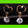 Golden Heart and Diamond Fashion Earrings