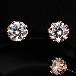 Diamond Crown Trimmed Rhinestone Earrings