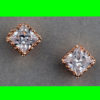 Diamond Square Gold Trim Rhinestone Earrings