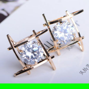 Diamond in Square Rhinestone Earrings
