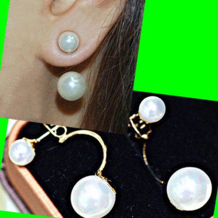 Double Pearls Curved Wrapping Ear Cuffs