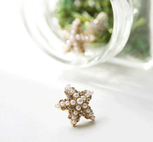 Starfish Pearl Fashion Earrings (Gold Base)