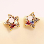 Star Fish Colorful Impression Rhintestone Fashion Earrings