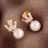 Pearl and Crown Statement Earrings