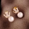 Pearl and Crown Statement Earrings
