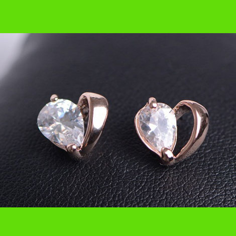 Rhinestone in Gold Heart Earrings