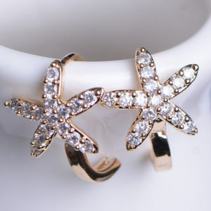 Starfish Rhinestone Mini Hoop Earrings