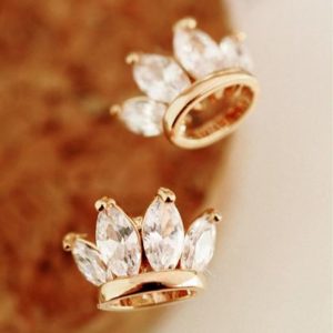 Golden Diamond Crown Earrings