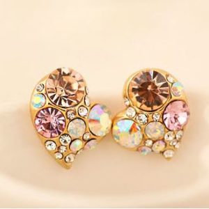 Fancy Heart Colorful Rhinestone Fashion Earrings