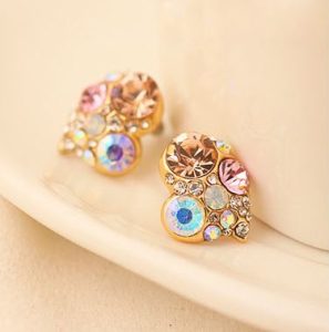 Heart to Heart Colorful Rhinestone Fashion Earrings