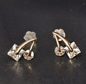Golden Cherry Rhinestone Earrings