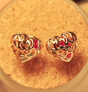 Color in Heart Rhinestone Earrings