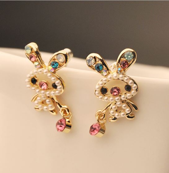 Naughty Bunny Pearl and Rhinestone Earrings | LilyFair Jewelry
