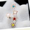 Flower and Rhinestone Long Clip Ear Pin Set (2 different pieces)