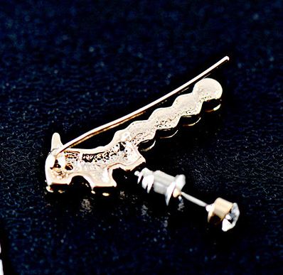 Jeweled Puppy Long Clip Ear Pin Asymmetric Set (2 pieces)