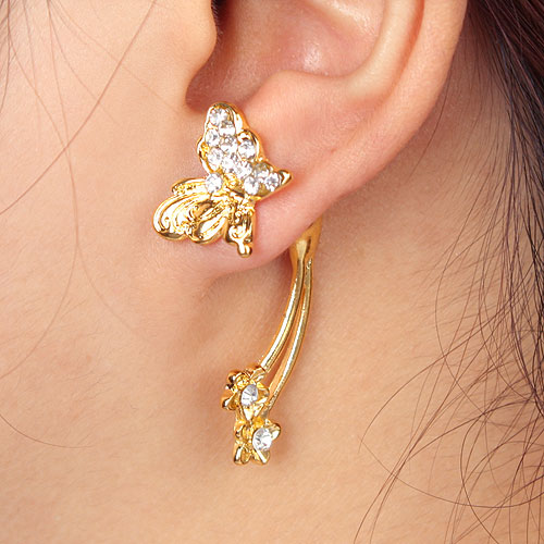 Diamond and Butterfly Single 3D Ear Cuff