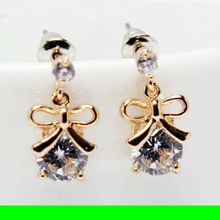 Bow on Diamond Rhinestone Earrings