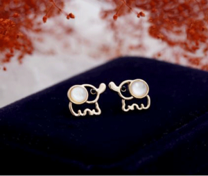 Elephant Opal Rhinestone Earrings