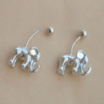Elephant and Stud Wrapping Ear Cuff (Silver, Single)