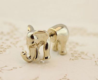 Fashion 3D Elephant Ear Stud (Gold, Single)