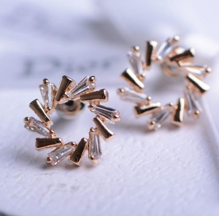 Flower Garland Gold and Rhinestone Earrings