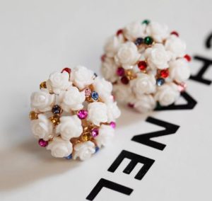 Flower Pearl Ball Rhinestone Earrings