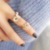 Flower Sisters Golden Band Finger Cuff Ring