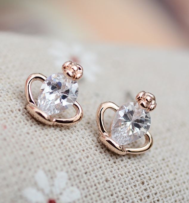 Flower and Rhinestone Crown Earrings - LilyFair Jewelry
