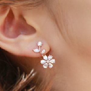 Flower on Branch Rhinestone Earrings